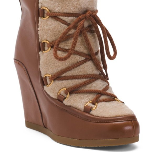 LAST PAIR! new VERONICA BEARD Leather Elfred Wedge Boots Hazel 9J6 - Picture 4 of 9